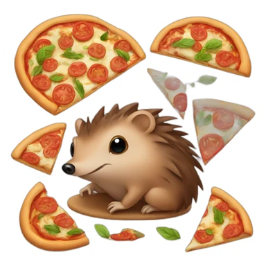 Brown hedgehog eat a vegan pizza sticker