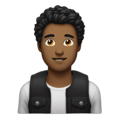 a guy with a blak culiy hair sticker