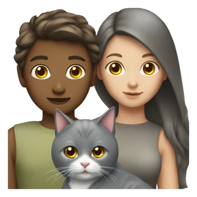 Brunette girl and grey cat sticker