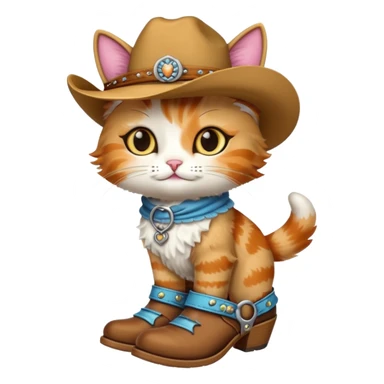 Cat with cowgirl boots sticker