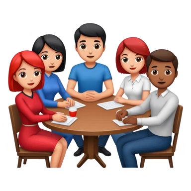 Four men and women sitting at a table sticker
