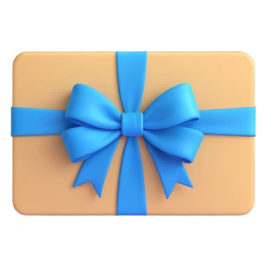 A gift card with a blue bow, vibrant and colorful sticker