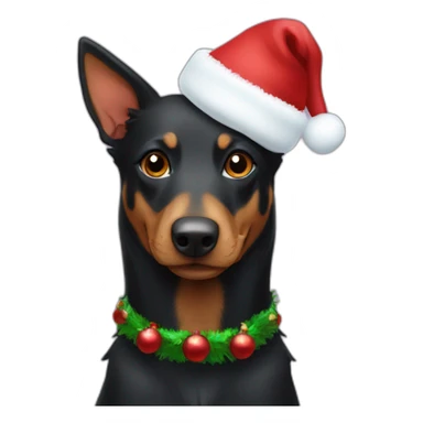 australian kelpie with christmas hat sticker