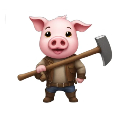 Pig rider with a hammer sticker