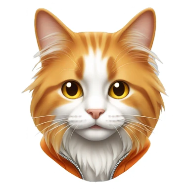 Long haired Orange and white cat wearing a hoodie  sticker
