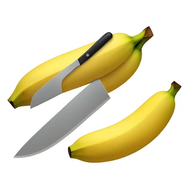 a banana being cut by a knife sticker