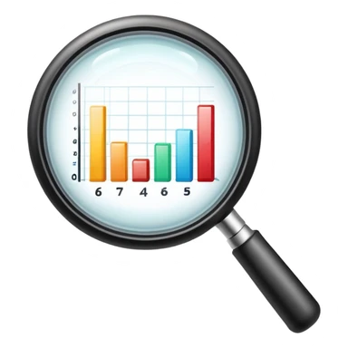 magnifying glass with a growing bar chart inside, different design sticker