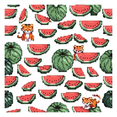 tiger hiding behind watermelon sticker