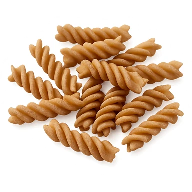 Realistic style loose integral fusilli pasta with natural details, no background. sticker