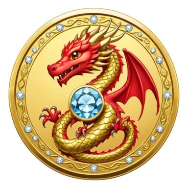 diamond coin with a dragon at the center  sticker