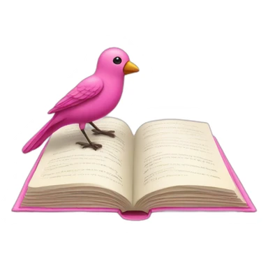 Book and pink bird sticker