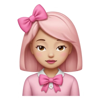 sassy girly emoji with pink bow, closed eyes, confident smirk



 sticker