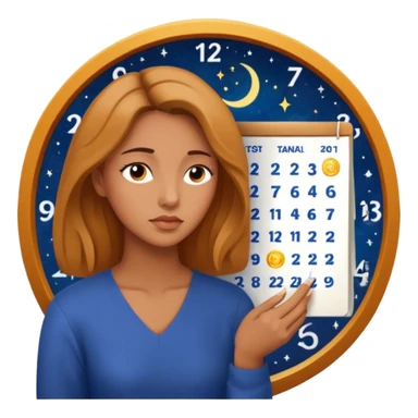A woman looking at their astrological calendar sticker