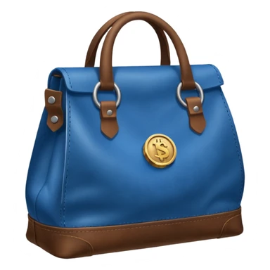 blue coins inside a brown leather bag  sticker