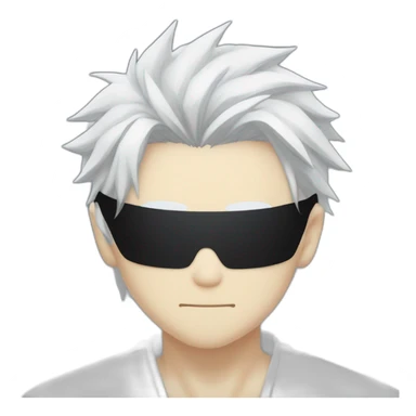 gojo satoru from jujutsu kaisen with white hair and black blindfold in his eyes sticker
