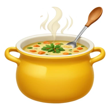 yellow pot with soup sticker