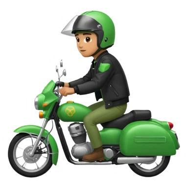 a man riding his green delivery motorcicle sticker
