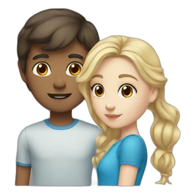 brunette boy with dark brown eye with blonde girl with blue eyes sticker