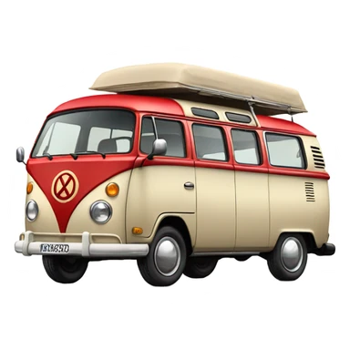 An old combi Volwagen red and beige  sticker