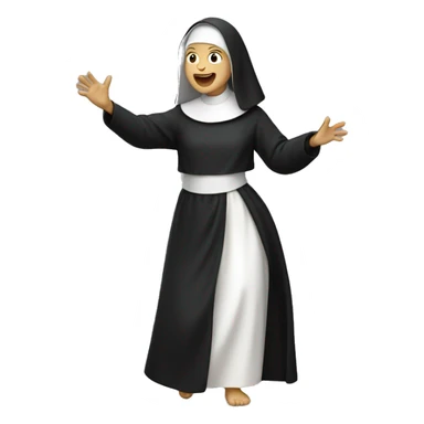 white Nun wearing black clothes dancing  sticker