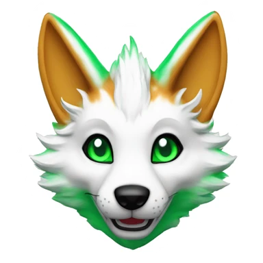 Kitsune white emerald fursuit named emerald brush sticker
