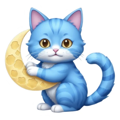 Blue cat holding a moon in it’s paws 🌙🐱 sticker