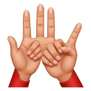 I want the thumb, middle, and index fingers pointing upwards, and the others pointing downwards, and they should be red. sticker
