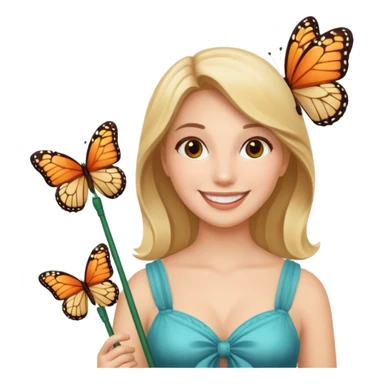 woman holding butterfly net sticker