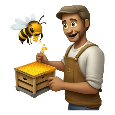 Man pulling honey sticker