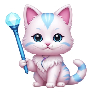 chibi cute cat holding a light stick sticker