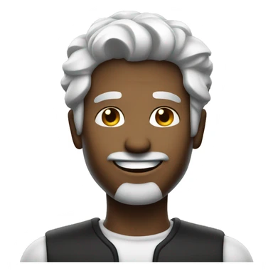 A hansome man with black and white hair + smile sticker