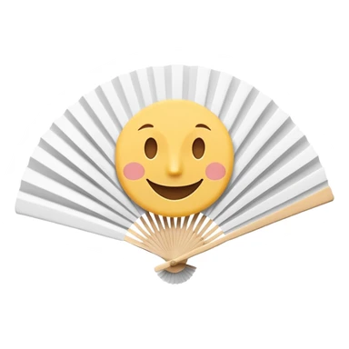 Paper fan with a cute smiling face sticker