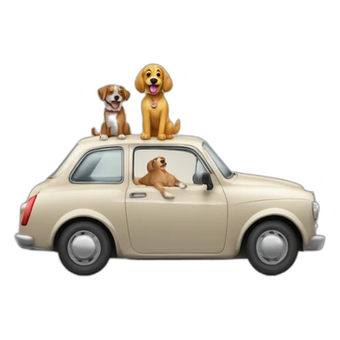 Vieux en voiture avec son chien qui vole en dessous du mot d'échappement sticker