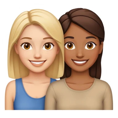 two women standing next to each other, smiling, friends sticker