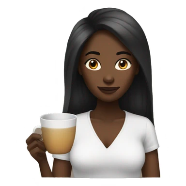 Black woman with longer hair and tea  sticker