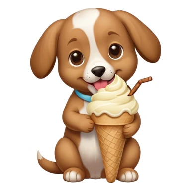 puppy with eating an ice cream sticker