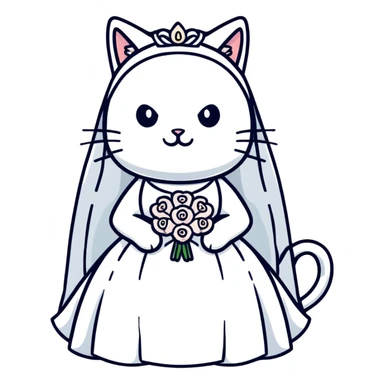 cat bride sticker