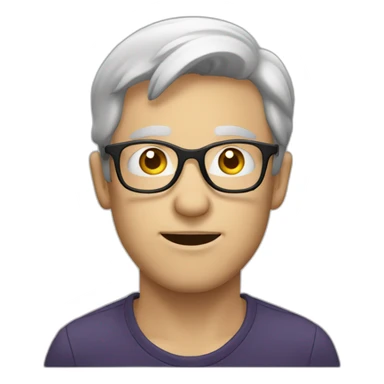 White man with glasses doing giachad face sticker