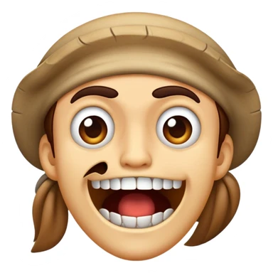 emoji that’s like scared like shiver me timbers and it’s like clenching its teeth but it’s being sarcastic. It’s not actually scared but it’s just pretending because the person that I’m texting looks silly. ￼ sticker