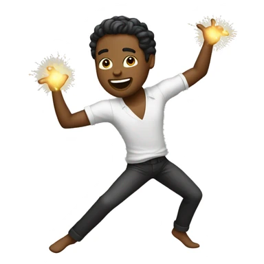 Dancing man emoji with sparkle emoji sticker