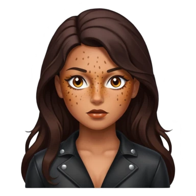 Tan skin with freckles, long dark hair, hazel eyes Dominatrix  sticker