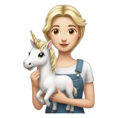 White Girl holding a unicorn sticker