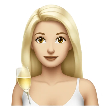 Pretty white blonde woman with champagne sticker