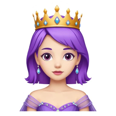 Princesses with Purple Hair in Gown with Tiara sticker