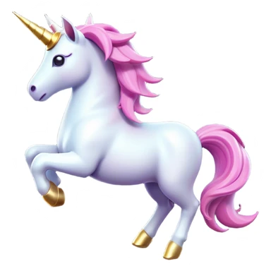 Clash of Clans aesthetic: Cinematic Playful Unicorn Mount Emoji, rendered in a 3D vector-style similar to standard emojis with minimal shading and bold, simplified shapes. A compact, isometric majestic unicorn with a spiraled horn and flowing mane, softly glowing with a magical celestial charm. Simplified yet unmistakably iconic, highly detailed and consistent, glowing with a soft radiant brilliance and high shine. Stylized with a touch of enchanted fantasy and a soft glowing outline, capturing the essence of a mythical mount with a friendly, playful elegance! sticker