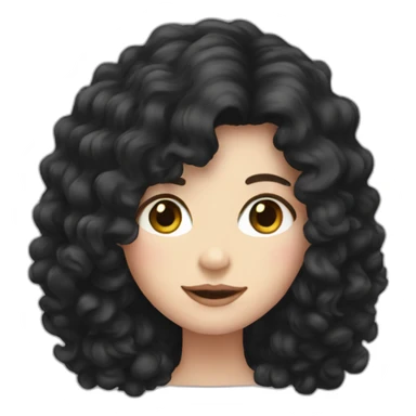 White girl with frizzy long black hair sticker