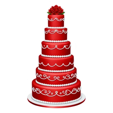 Fully red wedding cake with multiple tiers, all red icing and decorations sticker