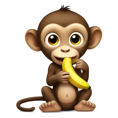 baby monkey eating a banana sticker