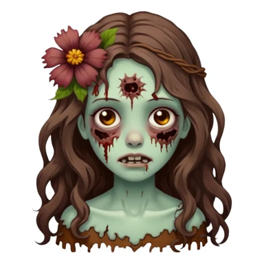 uma garota zumbi, de cabelos castanhos,ondulados e longos, com uma flor no cabelo sticker