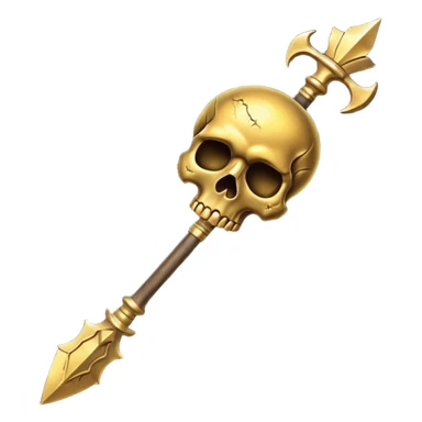 broken gold skull spear sticker